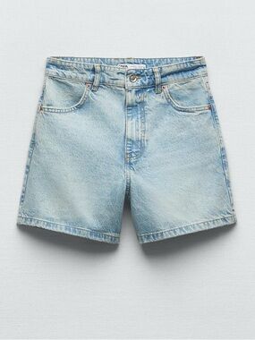 NWT Zara Light Blue Denim Mom Shorts